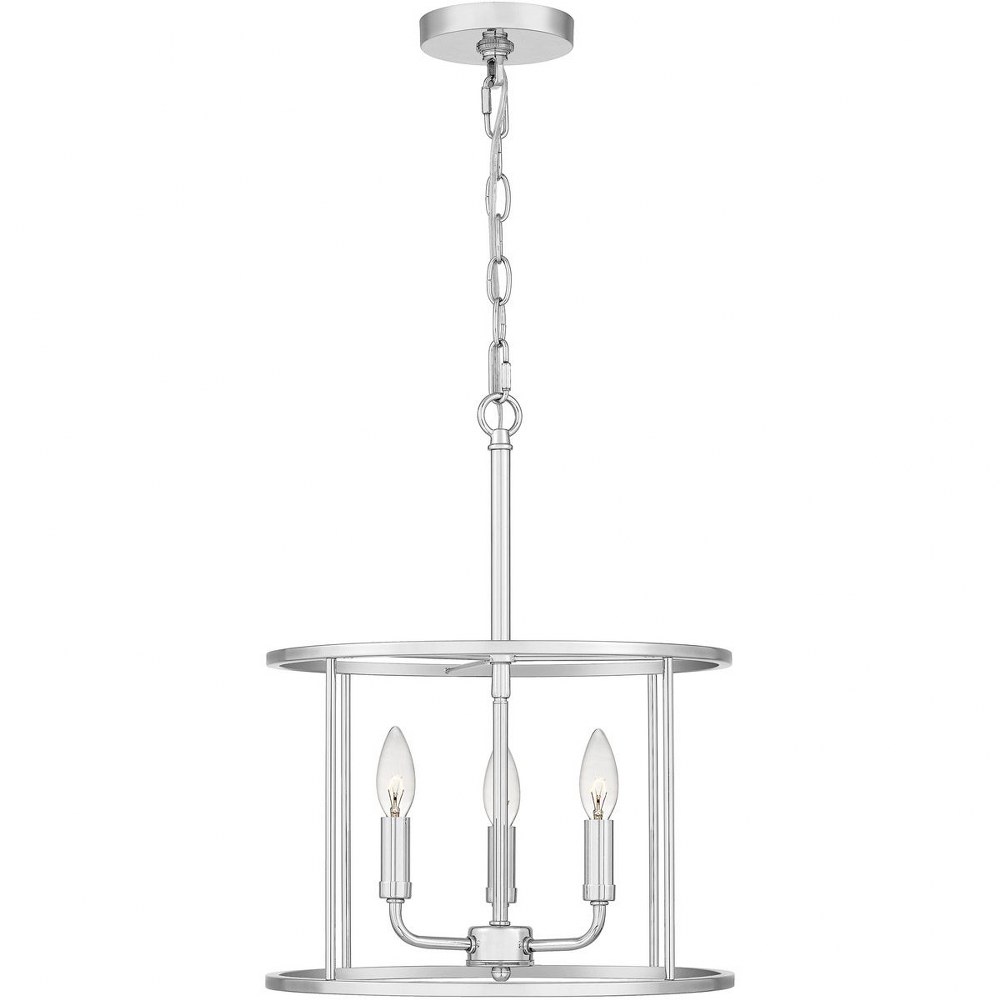 Quoizel Lighting-ABR2814C-Abner - 3 Light Pendant in Transitional style - 14 Inches wide by 18 Inches high Polished Chrome  Aged Brass Finish