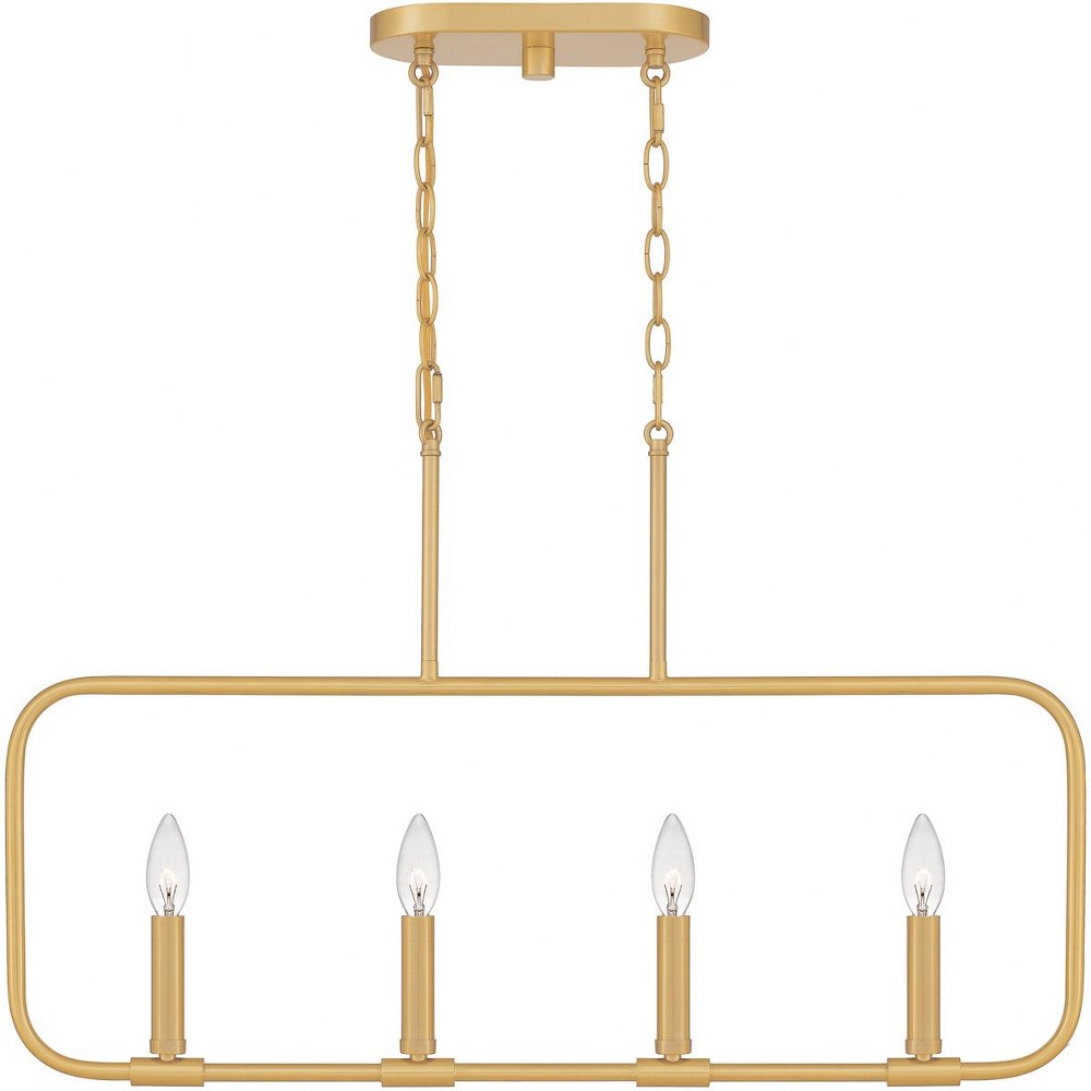 Quoizel Lighting-ABR432AB-Abner - 4 Light Linear Chandelier in Transitional style - 32 Inches wide by 19.75 Inches high Aged Brass  Aged Brass Finish