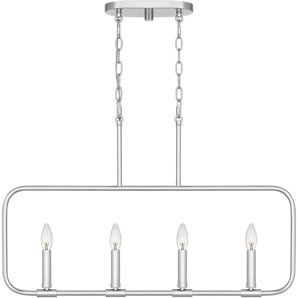 Quoizel Lighting-ABR432C-Abner - 4 Light Linear Chandelier in Transitional style - 32 Inches wide by 19.75 Inches high Polished Chrome  Aged Brass Finish