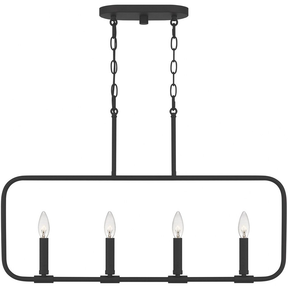 Quoizel Lighting-ABR432MBK-Abner - 4 Light Linear Chandelier in Transitional style - 32 Inches wide by 19.75 Inches high Matte Black  Aged Brass Finish