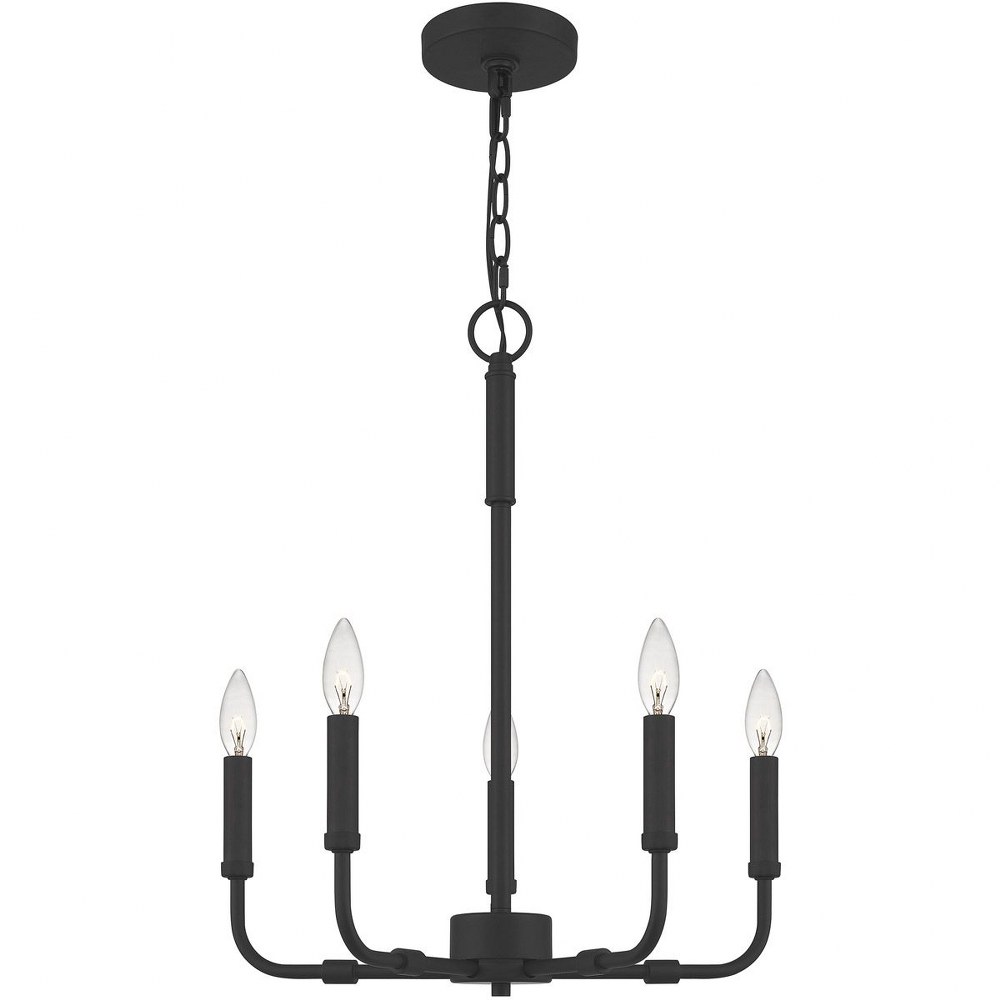 Quoizel Lighting-ABR5018MBK-Abner - 5 Light Chandelier in Transitional style - 18 Inches wide by 21.25 Inches high Matte Black  Aged Brass Finish