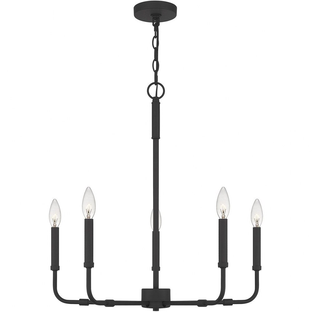 Quoizel Lighting-ABR5024MBK-Abner - 5 Light Chandelier in Transitional style - 24 Inches wide by 25.25 Inches high Matte Black  Aged Brass Finish