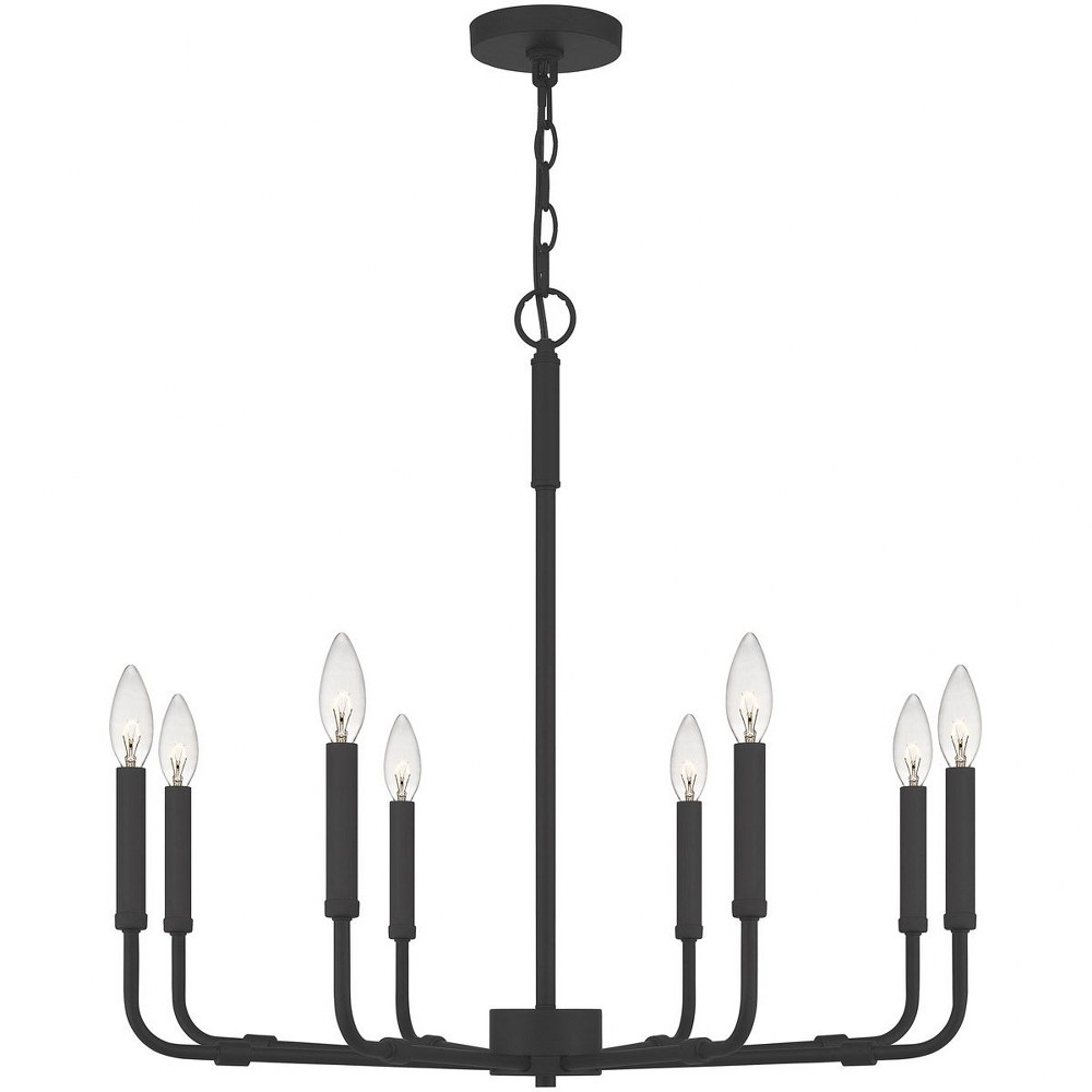 Quoizel Lighting-ABR5028MBK-Abner - 8 Light Chandelier in Transitional style - 28 Inches wide by 26 Inches high Matte Black  Aged Brass Finish