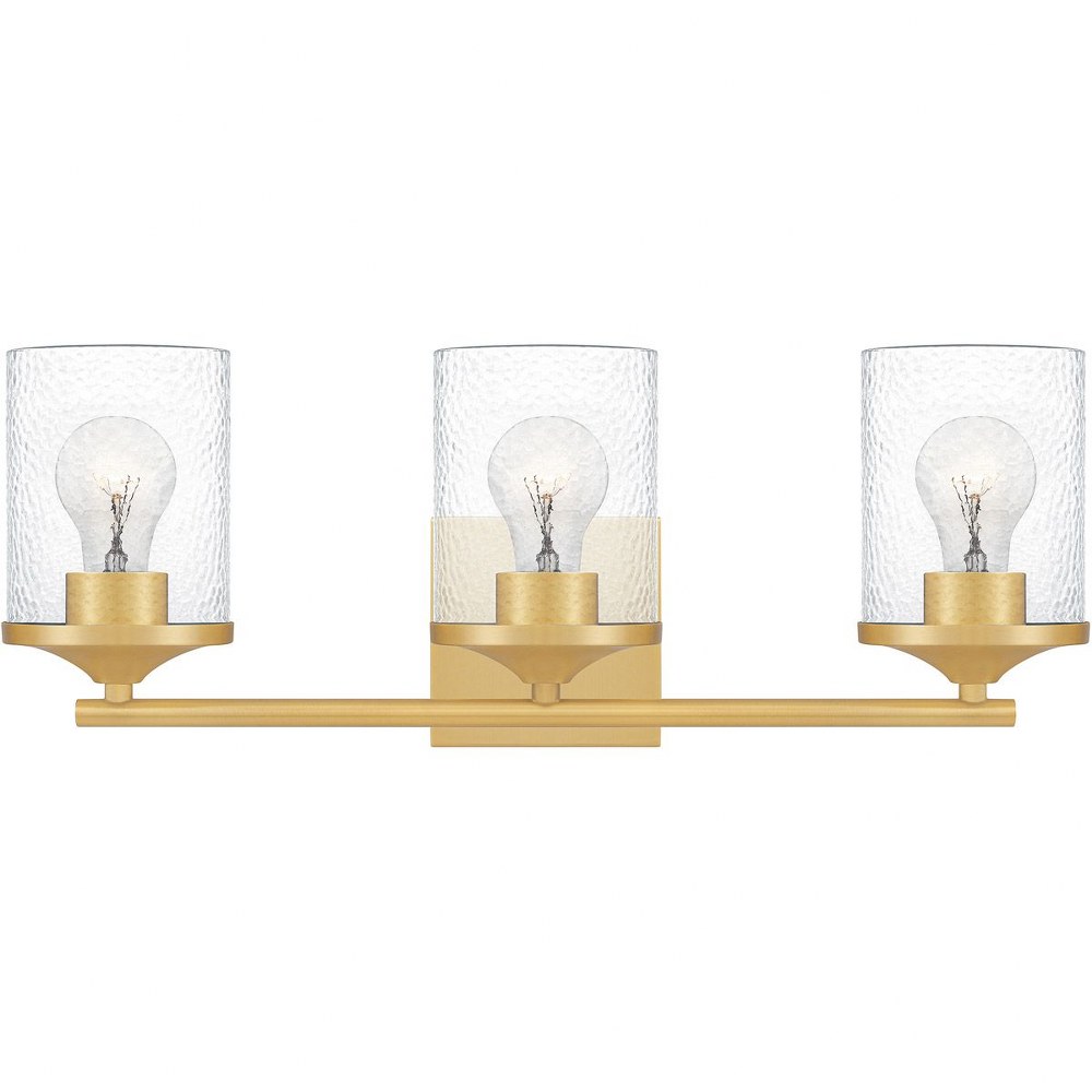 Quoizel Lighting-ABR8621AB-Abner - 3 Light Large Bath Vanity in Transitional style - 21 Inches wide by 7.75 Inches high Aged Brass  Aged Brass Finish with Clear Hammered Glass