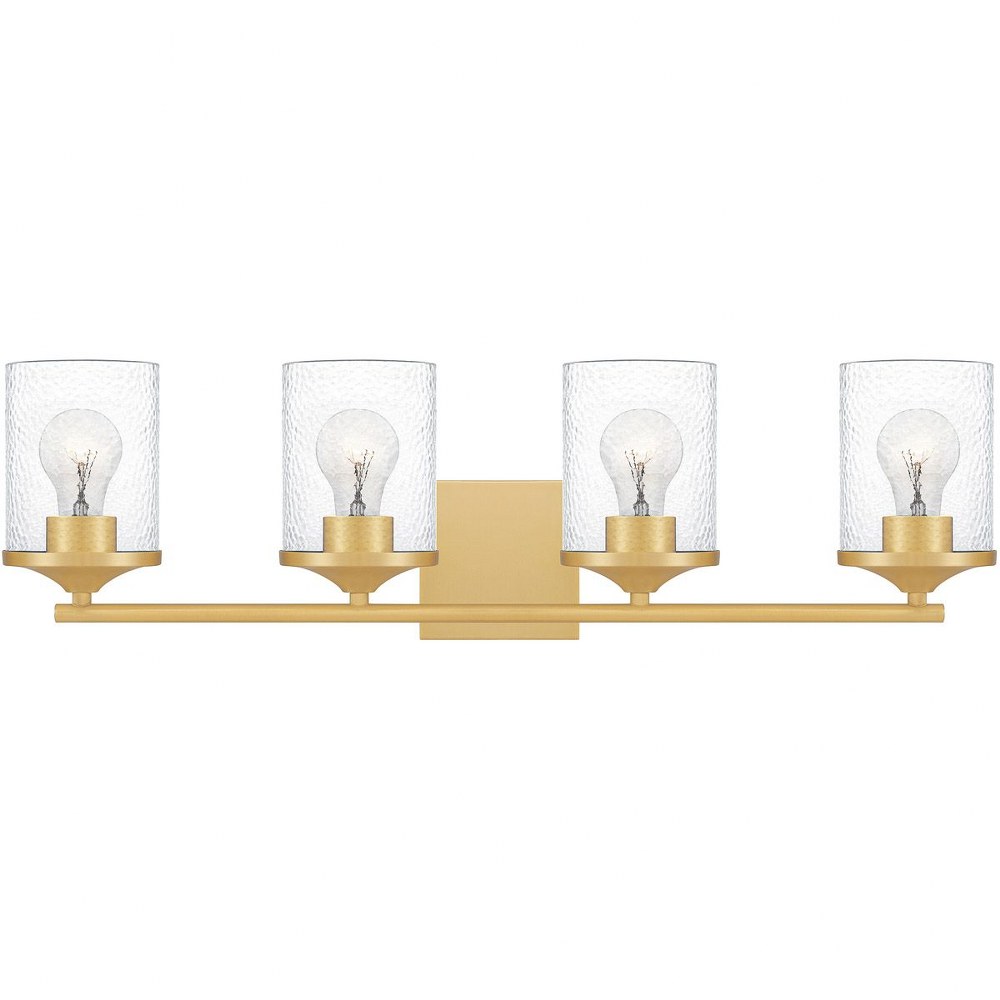 Quoizel Lighting-ABR8628AB-Abner - 4 Light Extra Large Bath Vanity in Transitional style - 28 Inches wide by 7.75 Inches high Aged Brass  Aged Brass Finish with Clear Hammered Glass