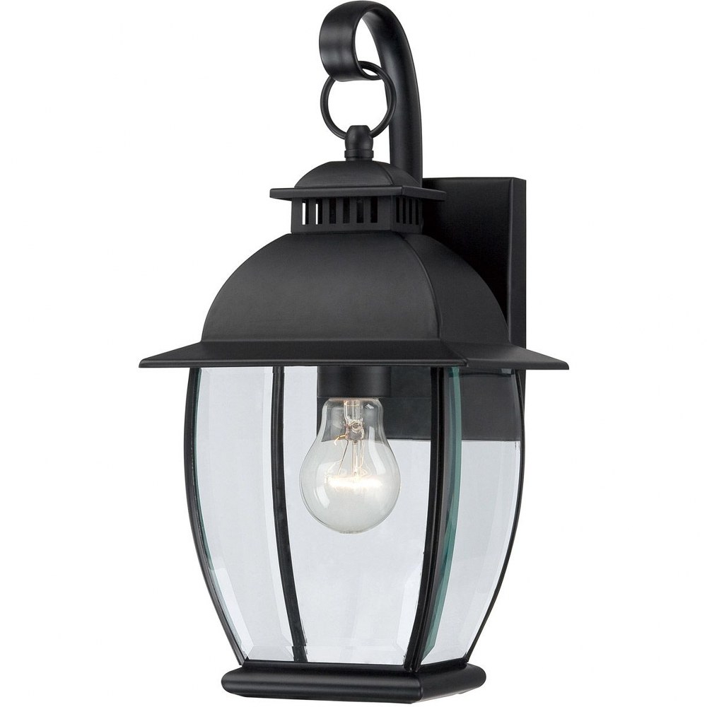 Quoizel Lighting-BAN8407K-Bain 15 Inch Outdoor Wall Lantern Transitional Brass - 15 Inches high   Mystic Black Finish with Clear Beveled Glass