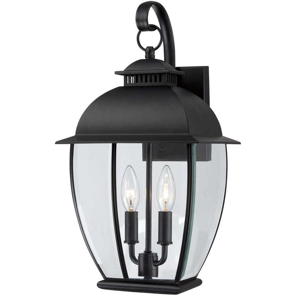 Quoizel Lighting-BAN8409K-Bain 18 Inch Outdoor Wall Lantern Transitional Brass   Mystic Black Finish with Clear Beveled Glass