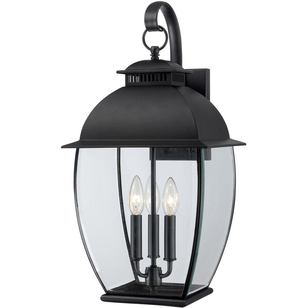 Quoizel Lighting-BAN8411K-Bain 21.5 Inch Outdoor Wall Lantern Transitional Brass   Mystic Black Finish with Clear Beveled Glass