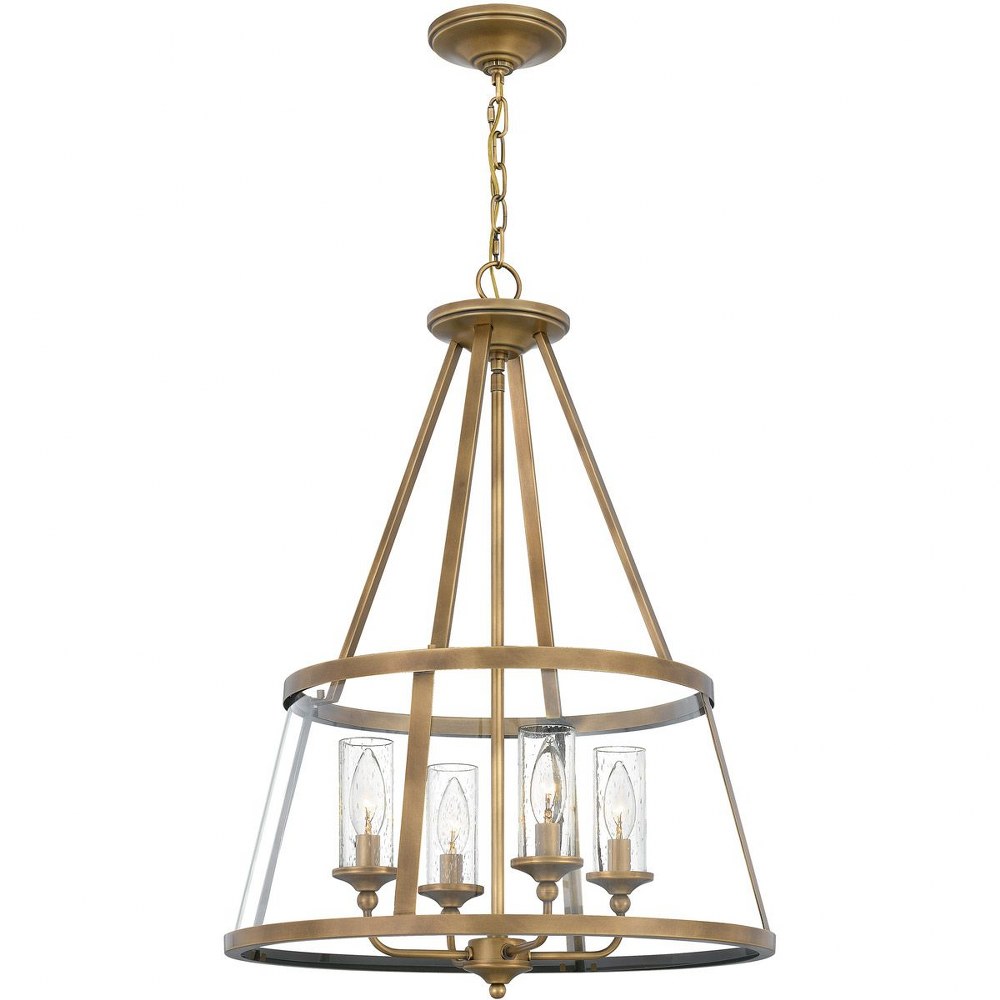 Quoizel Lighting-BAW1820WS-Barlow - 4 Light Pendant in Transitional style - 20 Inches wide by 28.25 Inches high   Weathered Brass Finish with Clear/Clear Seedy Glass