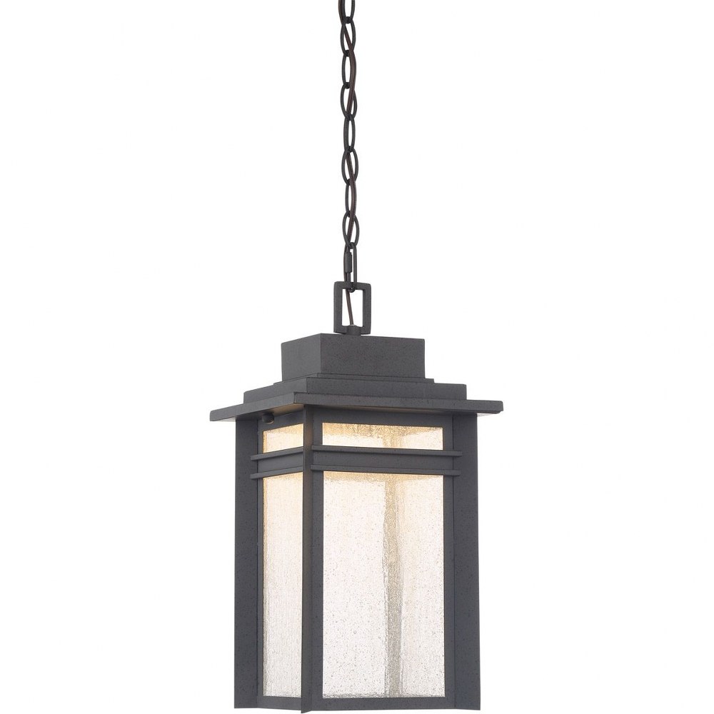 Quoizel Lighting-BEC1909SBK-Beacon - 17 Inch 22W 1 LED Large Outdoor Hanging Lantern   Stone Black Finish with Clear Seedy Glass