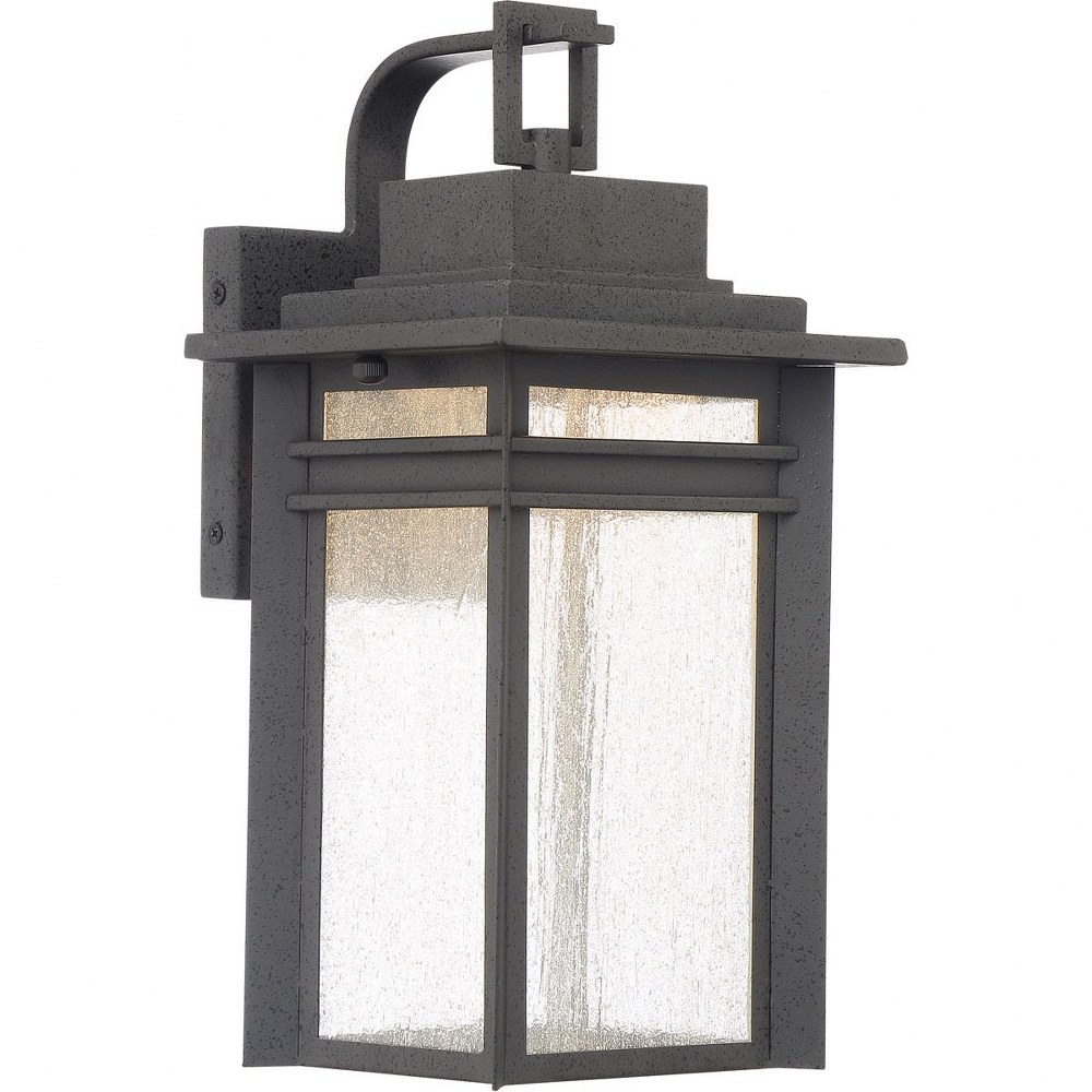 Quoizel Lighting-BEC8408SBK-Beacon - 18W 1 LED Medium Outdoor Hanging Lantern - 14.75 Inches high   Stone Black Finish with Clear Seedy Glass