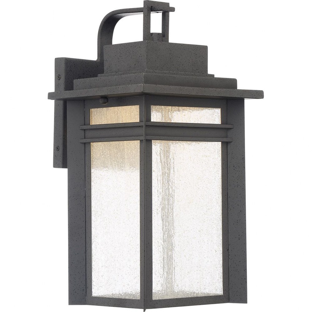 Quoizel Lighting-BEC8409SBK-Beacon - 22W 1 LED Large Outdoor Hanging Lantern - 16.75 Inches high   Stone Black Finish with Clear Seedy Glass