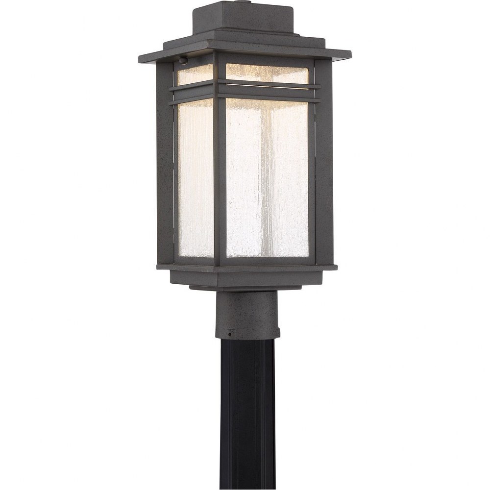 Quoizel Lighting-BEC9009SBK-Beacon - 22W 1 LED Large Outdoor Post Lantern - 18.75 Inches high   Stone Black Finish with Clear Seedy Glass