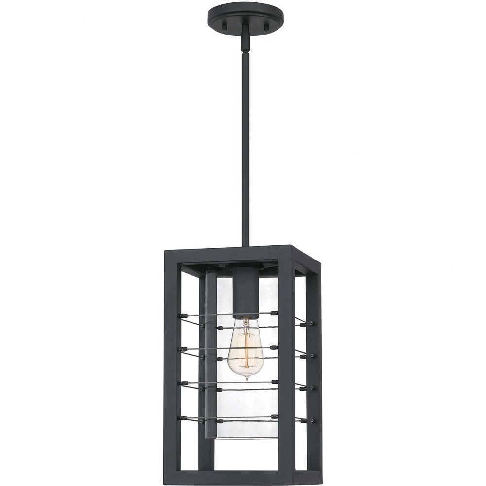 Quoizel Lighting-BIM1908EK-Bimini - 1 Light Large Outdoor Hanging Lantern in Transitional style - 8 Inches wide by 15.5 Inches high   Earth Black Finish with Clear Glass