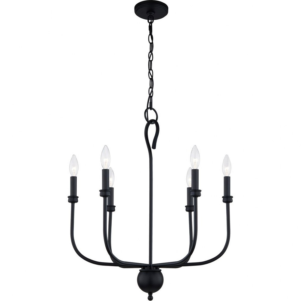 Quoizel Lighting-BLA5022MBK-Blanche - 6 Light Chandelier   Matte Black Finish