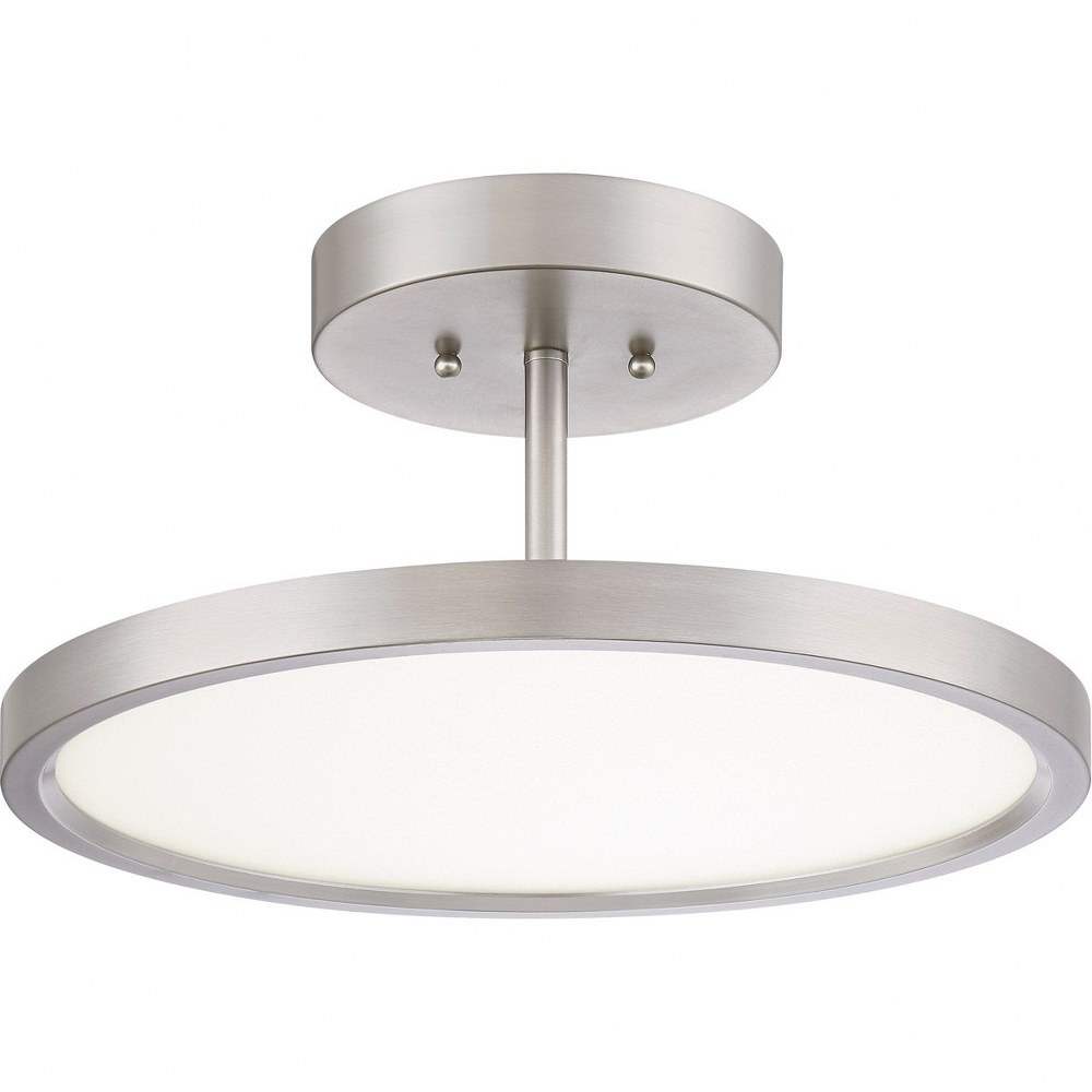 Quoizel Lighting-BLW1715BN-Beltway - 30W 1 LED Semi-Flush Mount - 8 Inches high Brushed Nickel  Brushed Nickel Finish with White Acrylic Glass