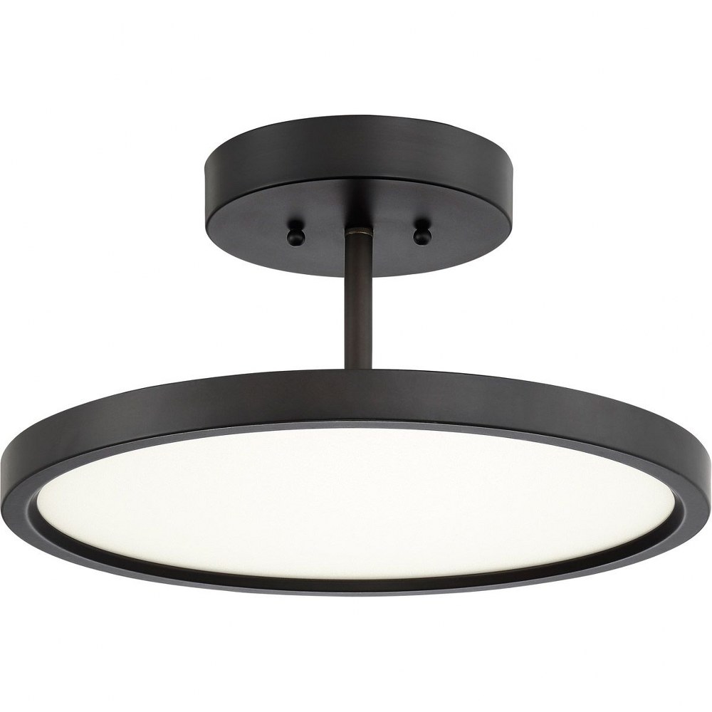 Quoizel Lighting-BLW1715OI-Beltway - 30W 1 LED Semi-Flush Mount - 8 Inches high Oil Rubbed Bronze  Brushed Nickel Finish with White Acrylic Glass