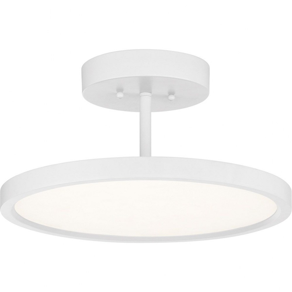 Quoizel Lighting-BLW1715W-Beltway - 30W 1 LED Semi-Flush Mount - 8 Inches high White Lustre  Brushed Nickel Finish with White Acrylic Glass