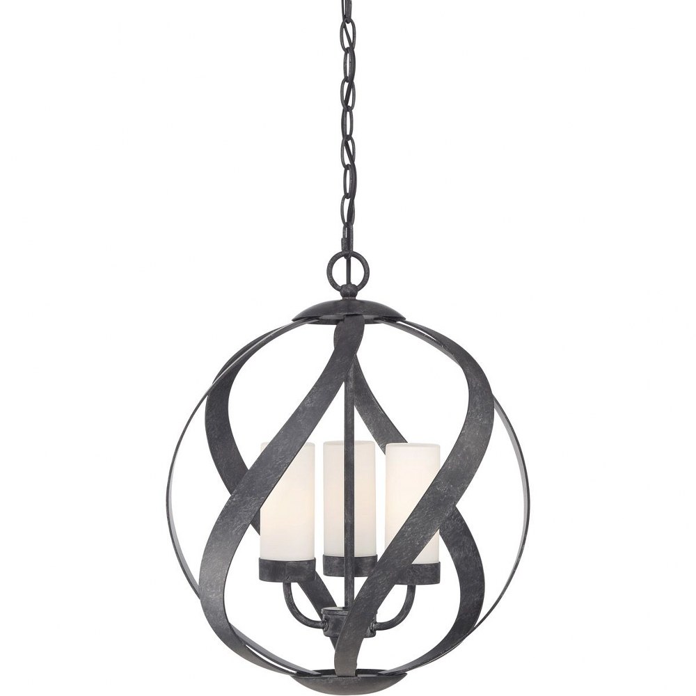 Quoizel Lighting-BMS2816OK-Blacksmith - 3 Light Pendant   Old Black Finish with Opal Etched Glass