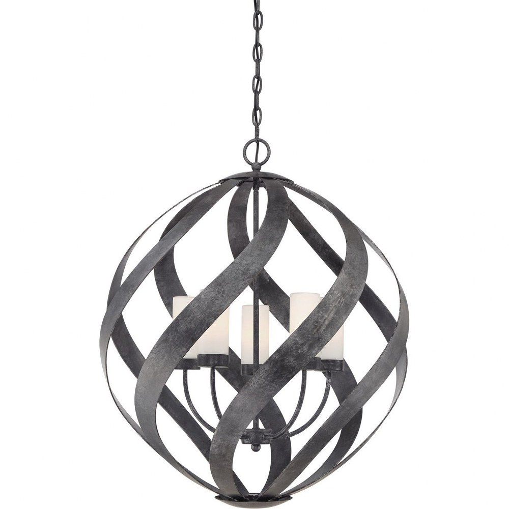 Quoizel Lighting-BMS2826OK-Blacksmith - 5 Light Pendant   Old Black Finish with Opal Etched Glass