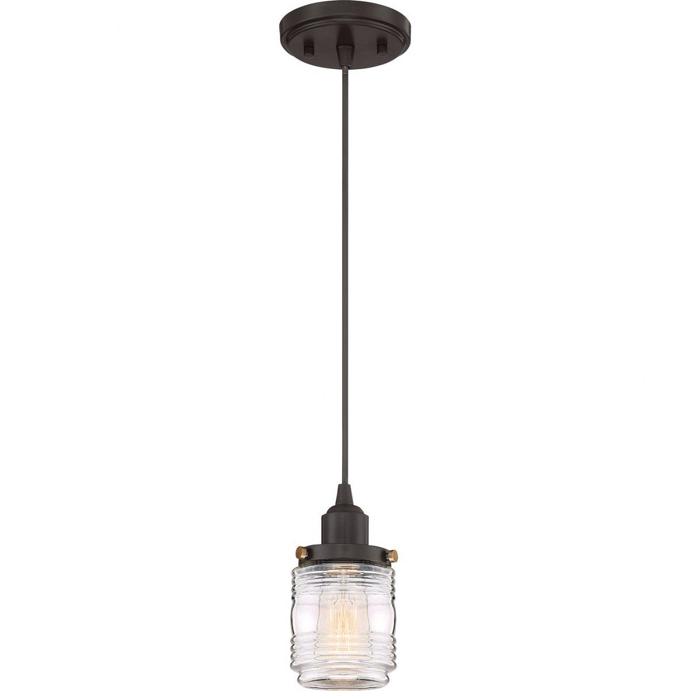 Quoizel Lighting-BNT1504WT-Belmont - 1 Light Mini Pendant - 7.25 Inches high   Western Bronze Finish with Clear Jar Glass