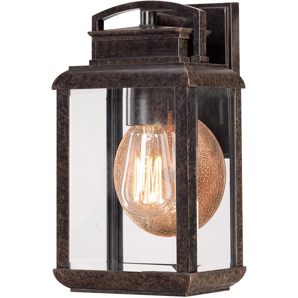 Quoizel Lighting-BRN8406IB-Byron 11.75 Inch Small Outdoor Wall Lantern Transitional Aluminum   Imperial Bronze Finish with Clear Beveled Glass