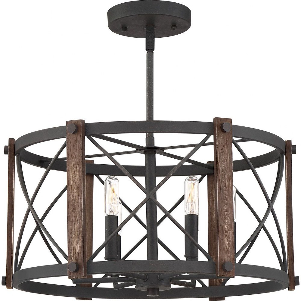 Quoizel Lighting-BRO1720MK-Baron - 6 Light Semi-Flush Mount   Marcado Black Finish