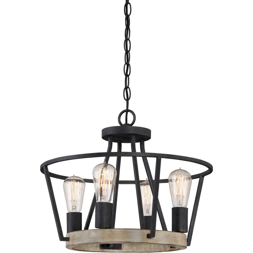 Quoizel Lighting-BRT1717GK-Brockton - Four Light Semi-Flush Mount - 12.25 Inches high Grey Ash  Grey Ash Finish