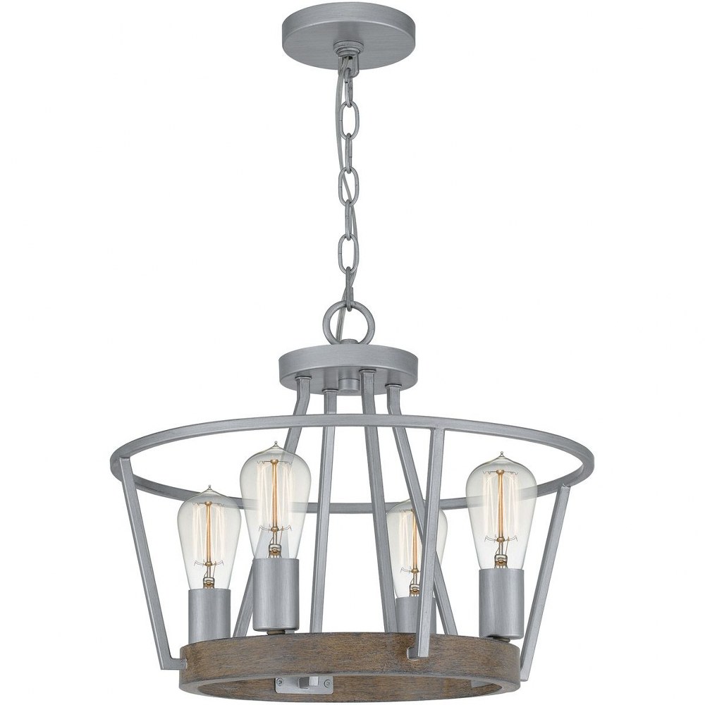 Quoizel Lighting-BRT2817BSR-Brockton - Four Light Pendant - 15 Inches high Brushed Silver  Brushed Silver Finish