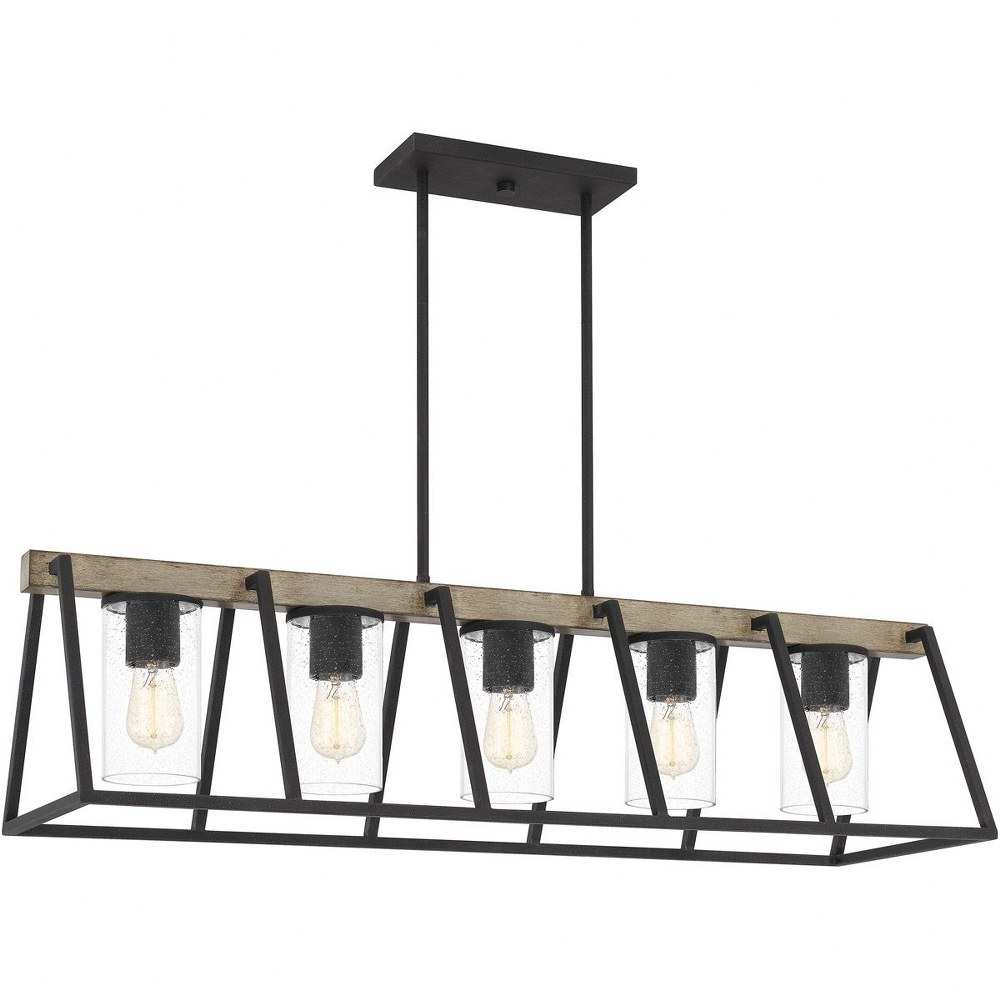 Quoizel Lighting-BRT3542GK-Brockton - 5 Light Linear Chandelier   Grey Ash Finish with Clear Seeded Glass