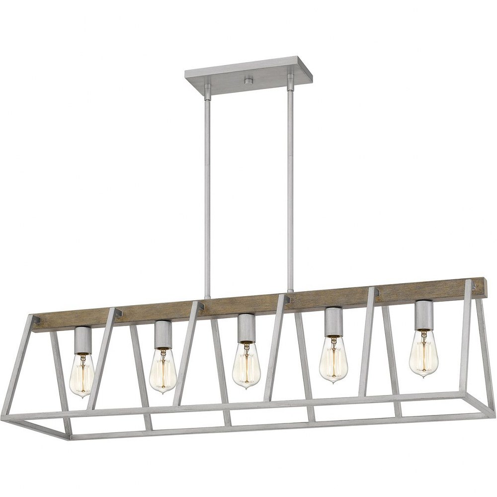 Quoizel Lighting-BRT542BSR-Brockton - 5 Light Steel Linear Chandelier Brushed Silver  Grey Ash Finish