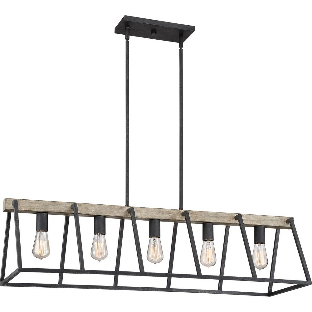 Quoizel Lighting-BRT542GK-Brockton - 5 Light Steel Linear Chandelier Grey Ash  Grey Ash Finish