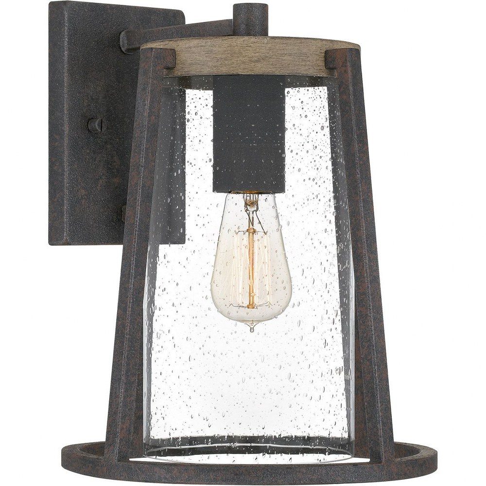 Quoizel Lighting-BRT8411RK-Brockton - 1 Light Large Outdoor Wall Lantern in Transitional style - 10.5 Inches wide by 13.5 Inches high   Rustic Black Finish with Clear Seeded Glass