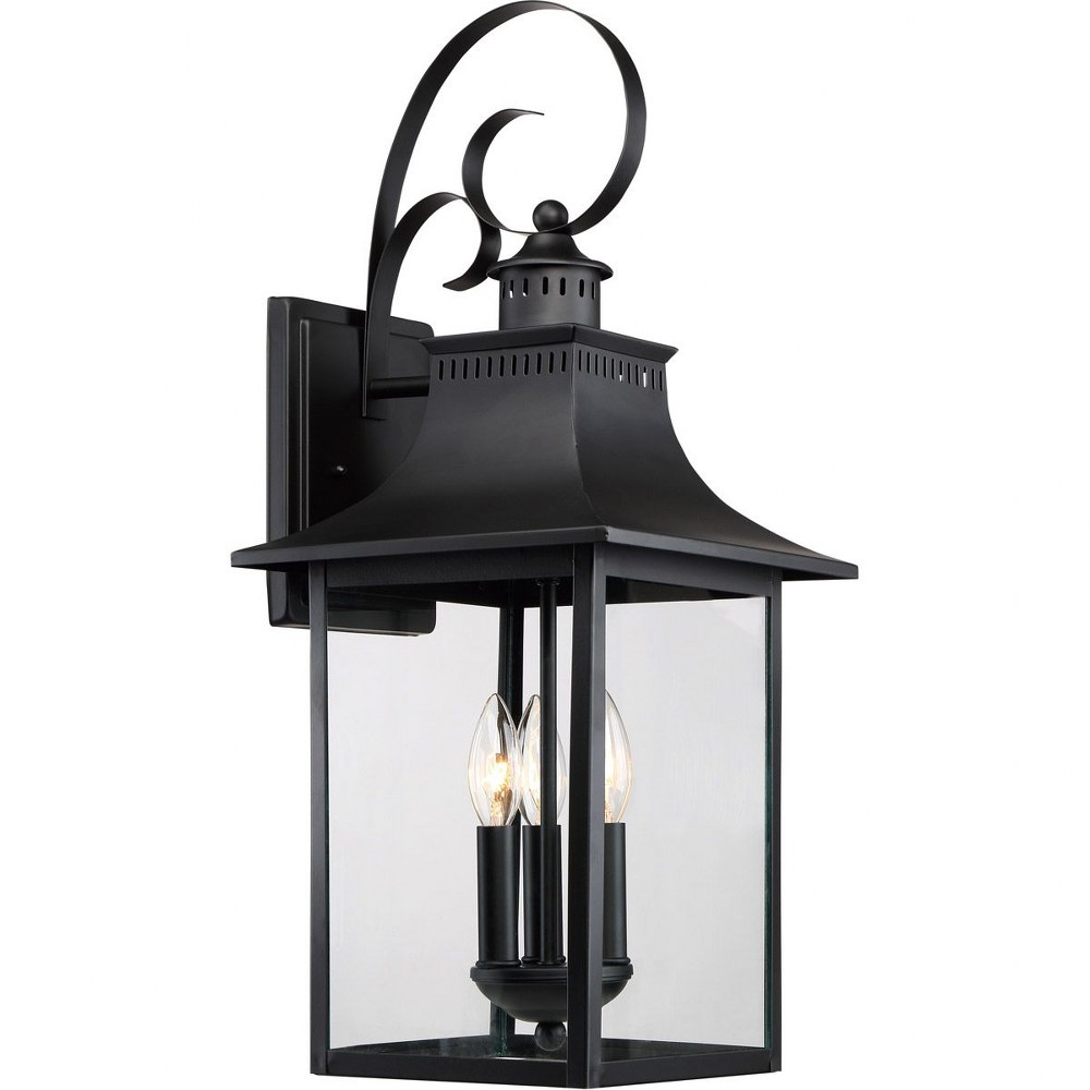 Quoizel Lighting-CCR8410K-Chancellor 23.5 Inch Outdoor Wall Lantern Transitional - 23.5 Inches high Mystic Black  Copper Bronze Finish with Clear Glass