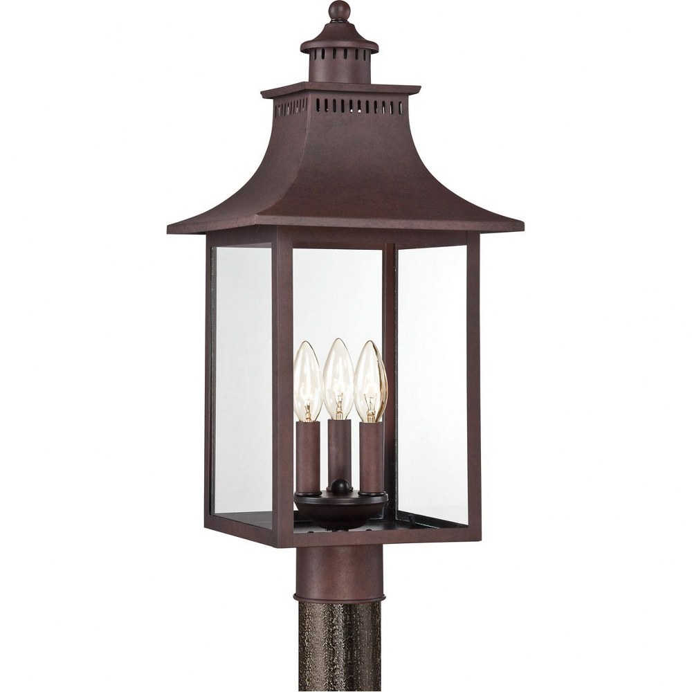 Quoizel Lighting-CCR9010CU-Chancellor - 3 Light Post   Copper Bronze Finish with Clear Glass