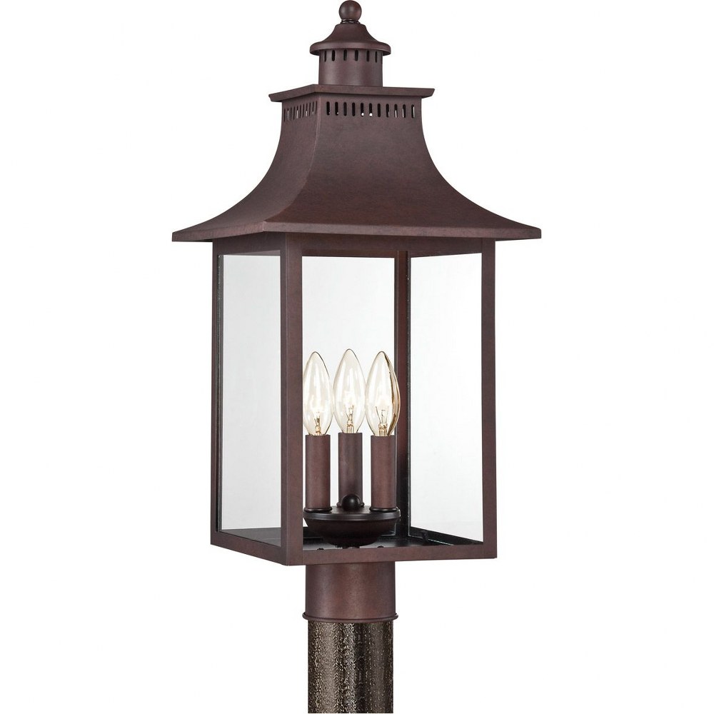 Quoizel Lighting-CCR9010CU-Chancellor - 3 Light Post Copper Bronze  Copper Bronze Finish with Clear Glass