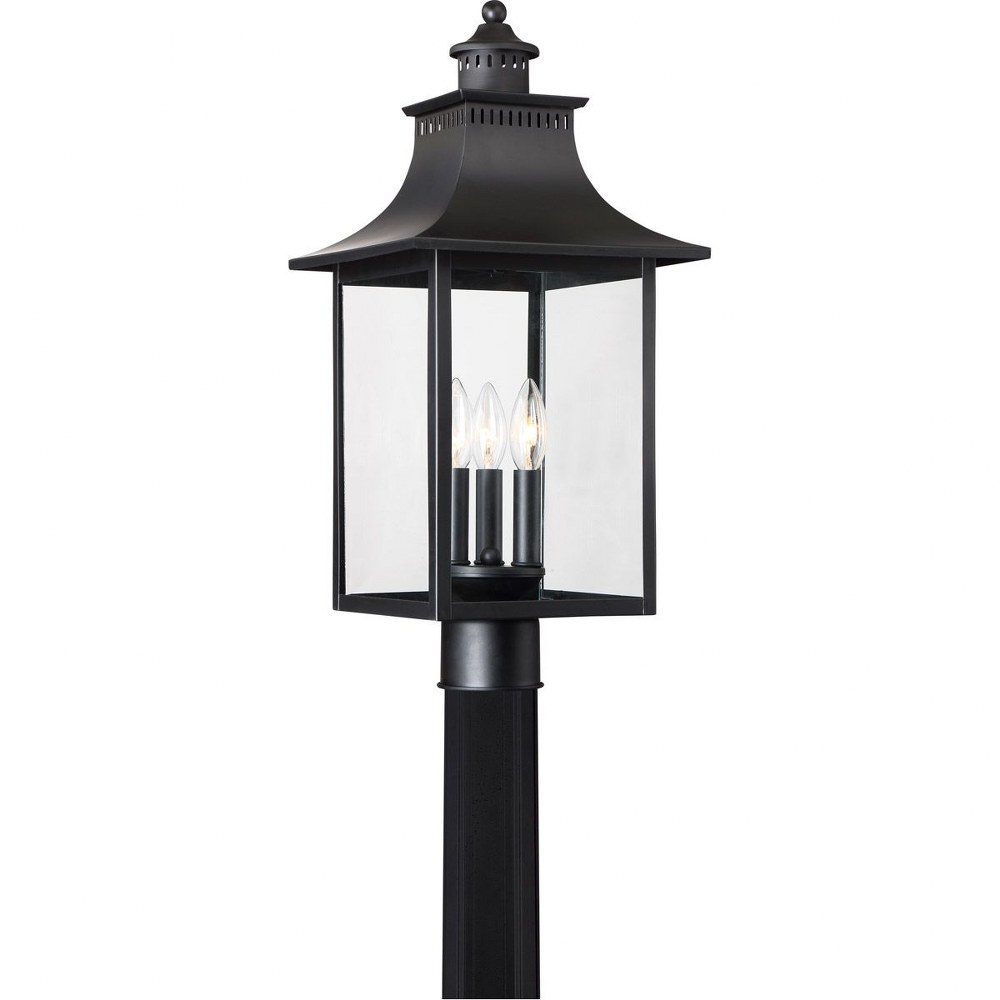 Quoizel Lighting-CCR9010K-Chancellor - 3 Light Post Mystic Black  Copper Bronze Finish with Clear Glass