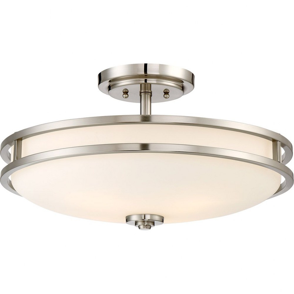 Quoizel Lighting-CDT1719BN-Cadet - 4 Light Large Semi-Flush Mount - 10.5 Inches high Brushed Nickel  Old Bronze Finish with Etched Glass