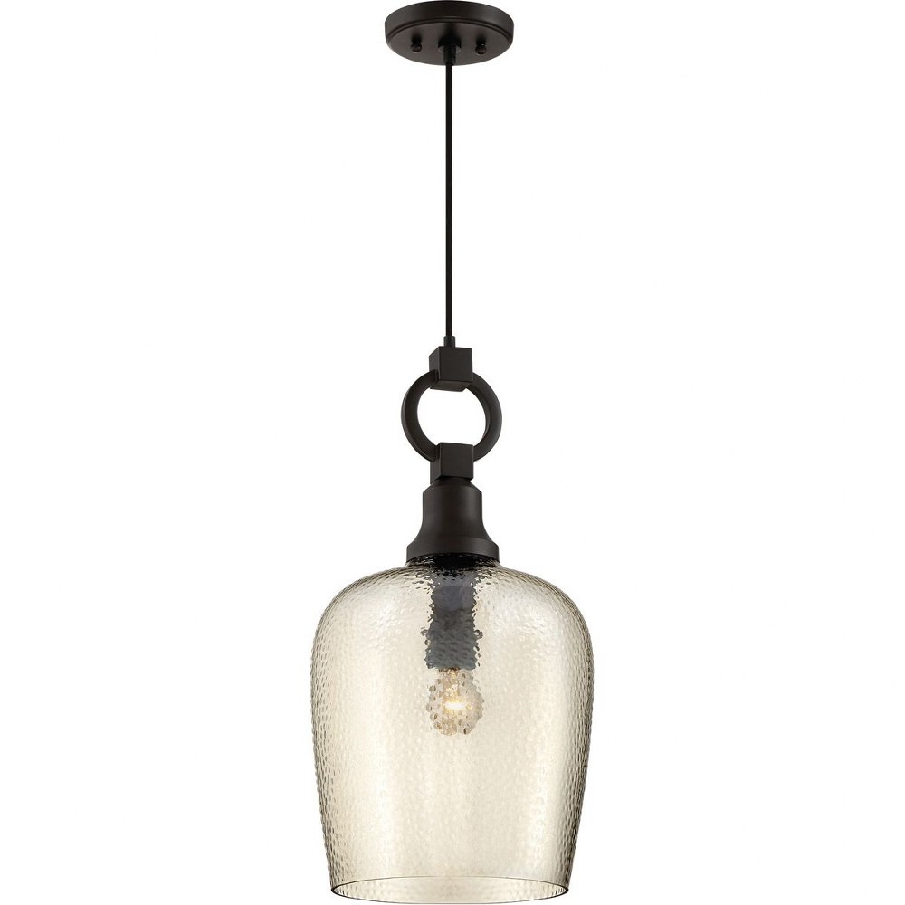 Quoizel Lighting-CKKD1512WT-Kendrick - 1 Light Mini Pendant - 22.25 Inches high   Western Bronze Finish with Smoked Hammered Glass