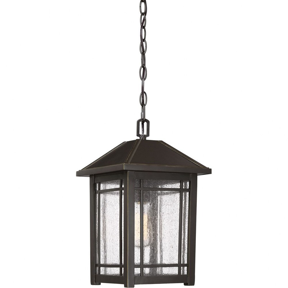 Quoizel Lighting-CPT1910PN-Cedar Point - 1 Light Outdoor Hanging Lantern - 16 Inches high   Palladian Bronze Finish with Clear Seedy Glass