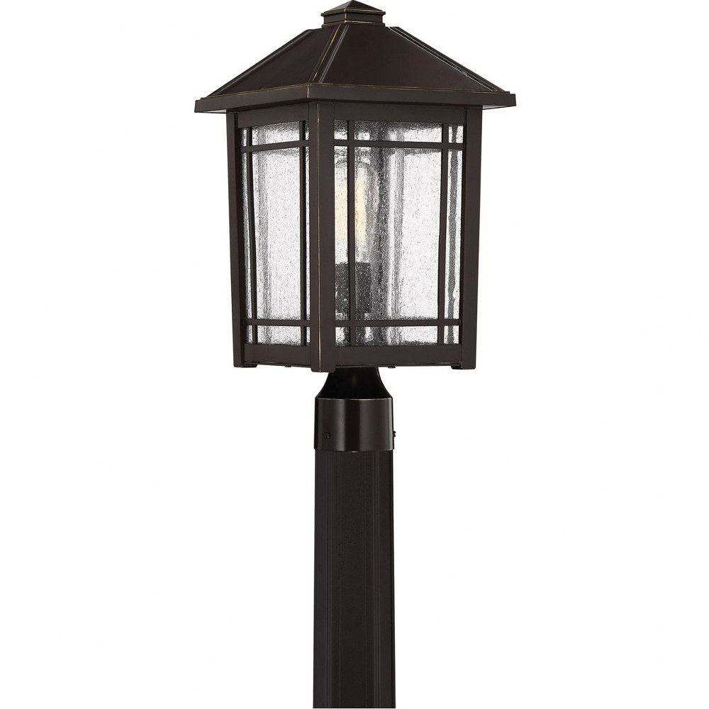 Quoizel Lighting-CPT9010PN-Cedar Point - 1 Light Outdoor Post Lantern - 18 Inches high   Palladian Bronze Finish with Clear Seedy Glass