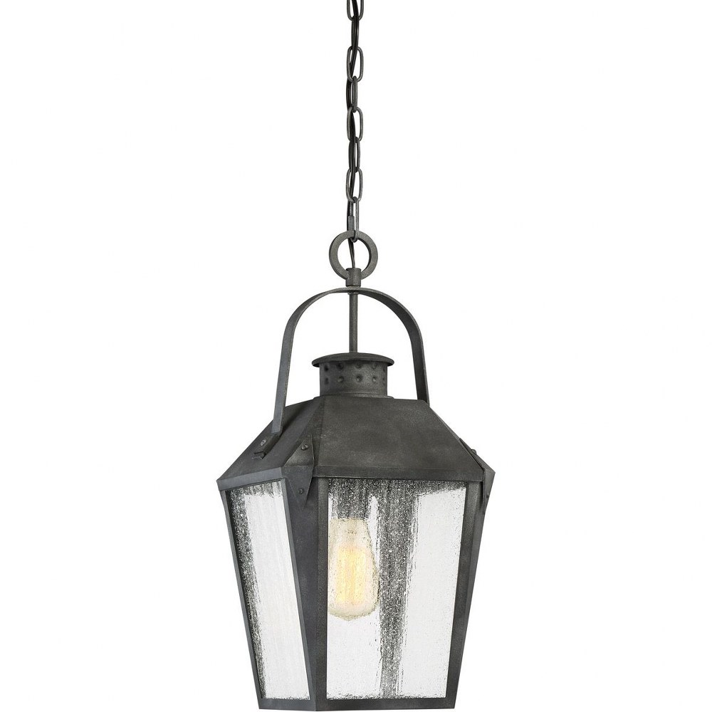 Quoizel Lighting-CRG1910MB-Carriage - 150W 1 Light Outdoor Large Hanging Lantern - 21.25 Inches high   Mottled Black Finish with Clear Seedy Glass