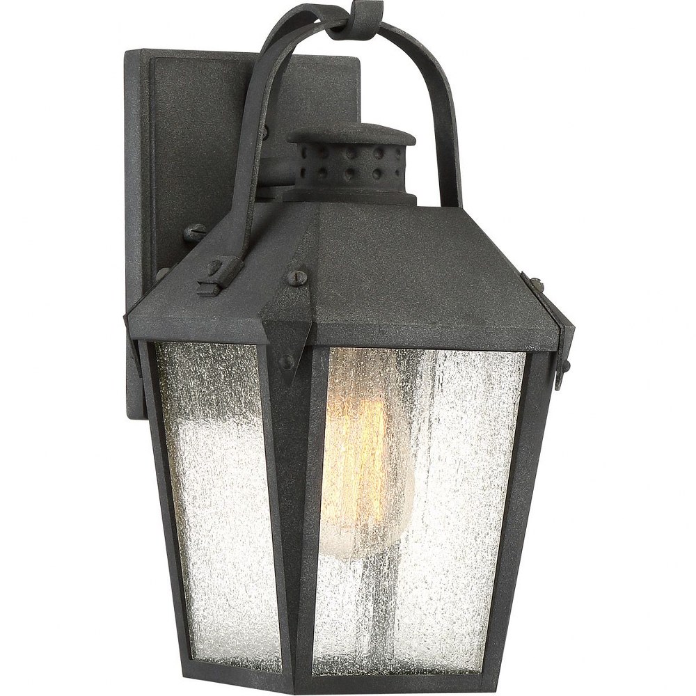 Quoizel Lighting-CRG8406MB-Carriage - 100W 1 Light Outdoor Small Wall Lantern   Mottled Black Finish with Clear Seedy Glass