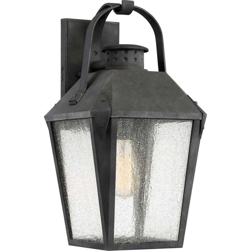 Quoizel Lighting-CRG8410MB-Carriage - 150W 1 Light Outdoor Large Wall Lantern - 19 Inches high   Mottled Black Finish with Clear Seedy Glass