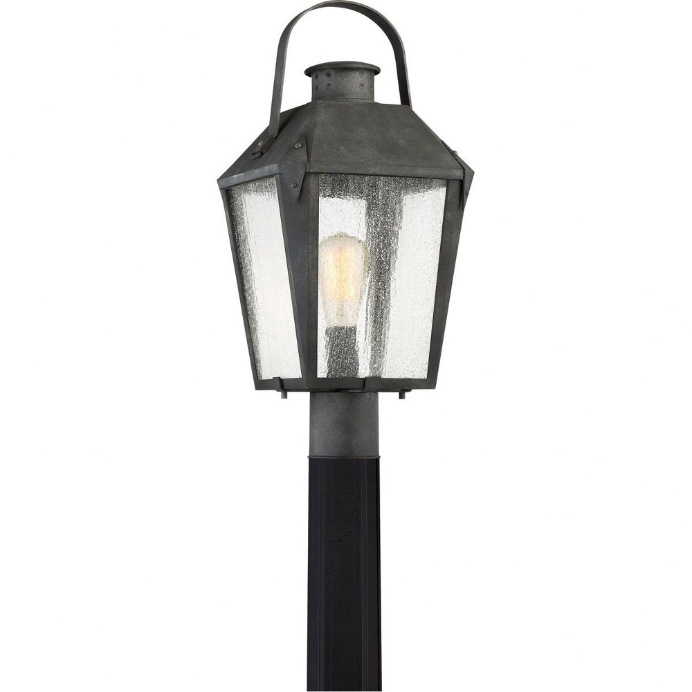 Quoizel Lighting-CRG9010MB-Carriage - 150W 1 Light Outdoor Large Post Lantern - 21.75 Inches high   Mottled Black Finish with Clear Seedy Glass