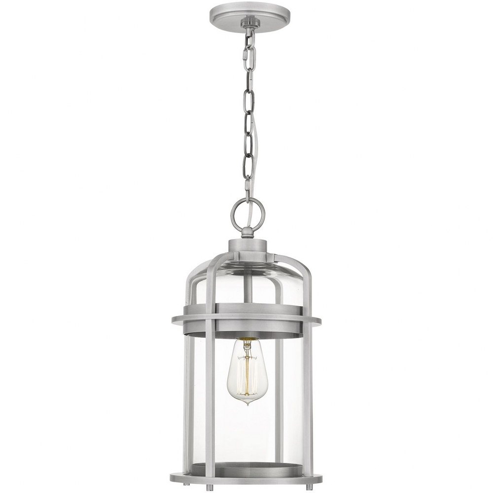 Quoizel Lighting-CRN1909IA-Carrington - 1 Light Large Outdoor Hanging Lantern in Transitional style - 9 Inches wide by 17.5 Inches high   Industrial Aluminum Finish with Clear Glass