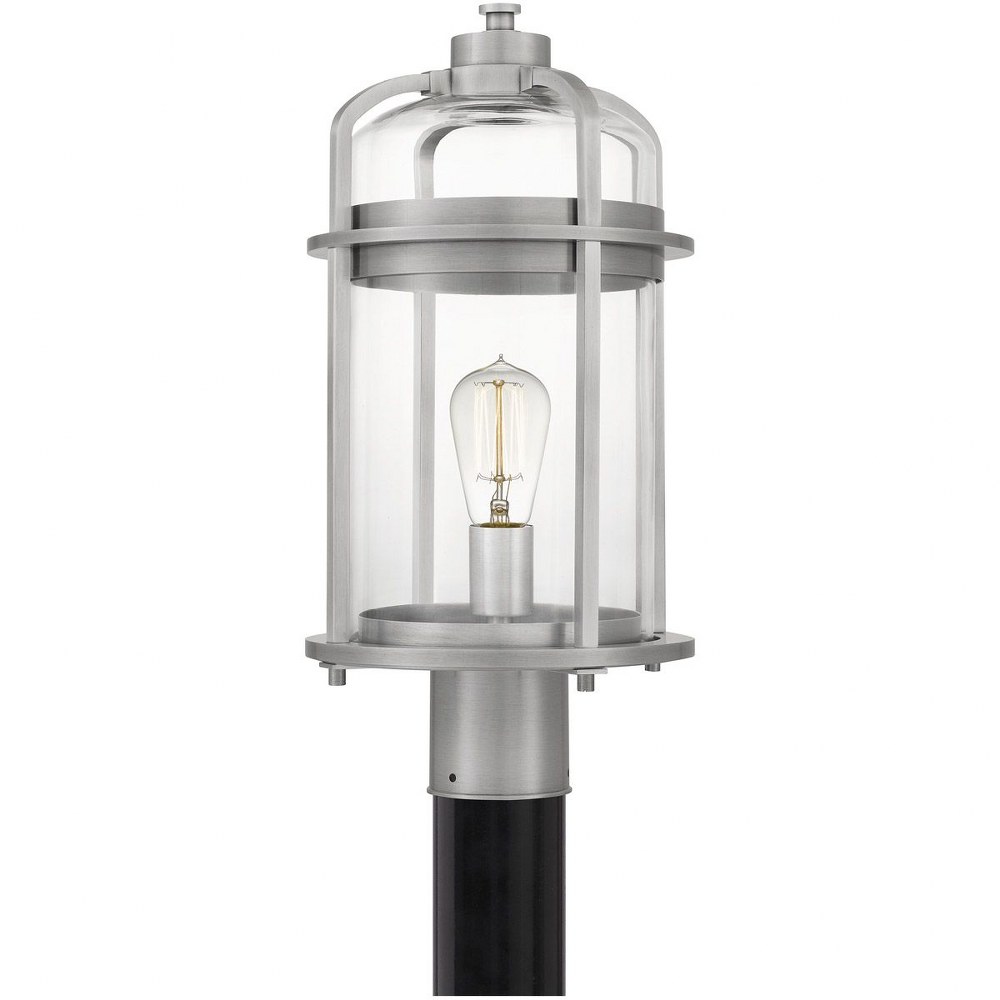 Quoizel Lighting-CRN9009IA-Carrington - 1 Light Large Outdoor Post Lantern in Transitional style - 9 Inches wide by 18.25 Inches high   Industrial Aluminum Finish with Clear Glass