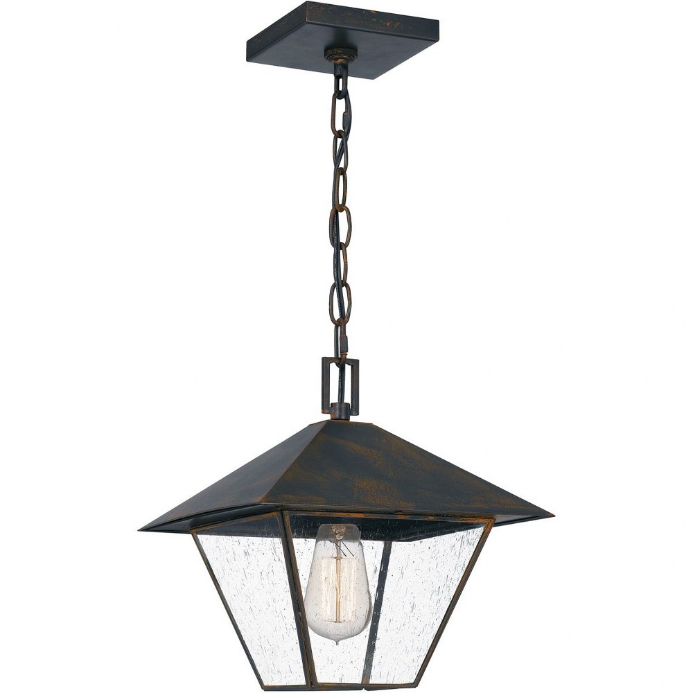 Quoizel Lighting-CRP1911IZ-Corporal - 1 Light Large Outdoor Hanging Lantern in Transitional style - 10.5 Inches wide by 11 Inches high   Industrial Bronze Finish with Clear Seeded Glass