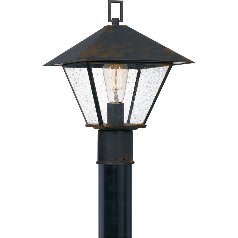 Quoizel Lighting-CRP9011IZ-Corporal - 1 Light Large Outdoor Post Lantern in Transitional style - 10.5 Inches wide by 14.25 Inches high   Industrial Bronze Finish with Clear Seeded Glass