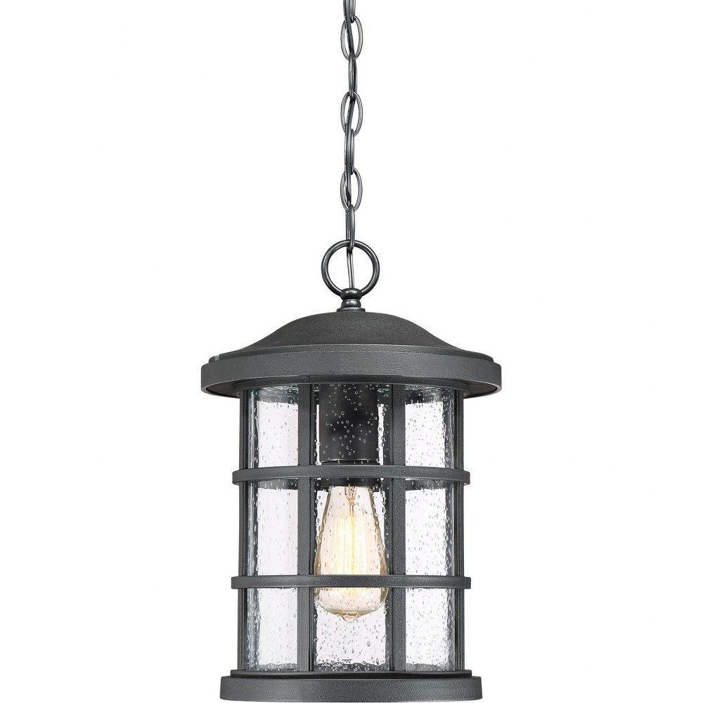 Quoizel Lighting-CSE1910EK-Crusade - 150W 1 Light Outdoor Large Hanging Lantern - 15.5 Inches high made with Coastal Armour Earth Black  Palladian Bronze Finish with Clear Seedy Glass